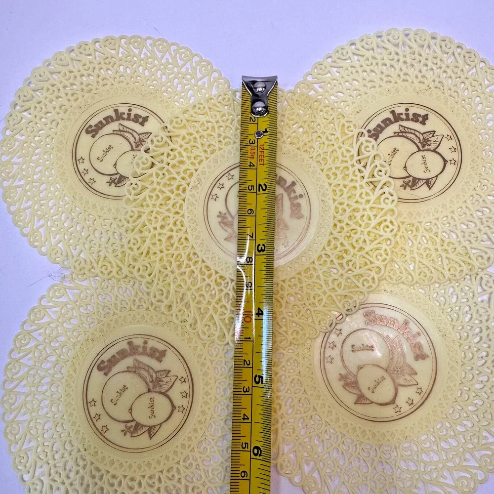5x Retro VTG Sunkist Plastic Coasters 4.5